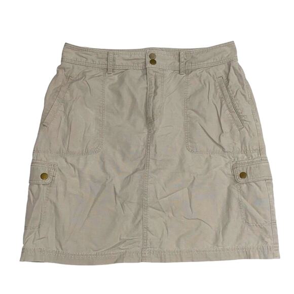 L.L. Bean Cargo Skirt Favorite Fit Size 6 Beige Khaki Pockets Zippers Drawstring - Picture 2 of 10